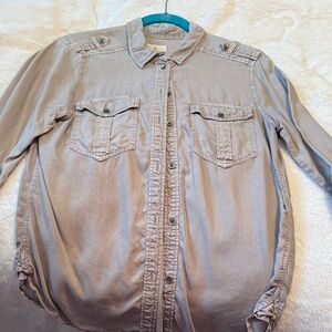 American Eagle Outfitters Gray Button-Up Shirt